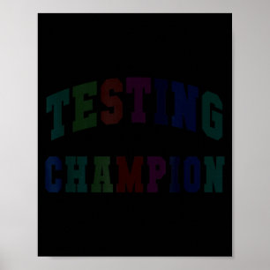 Póster Campeón de pruebas Kawaii día de prueba profesor b