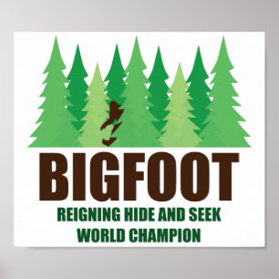 Póster Campeón del mundo del escondite de Bigfoot