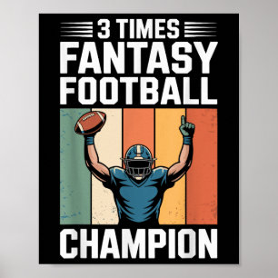 Póster Campeón Divertido de Fútbol Fantasía 3 Veces