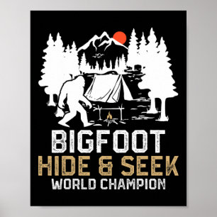 Póster Campeón Mundial de Bigfoot Escondite y Búsqueda Di
