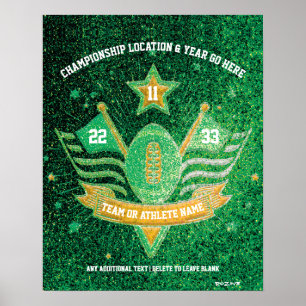 Póster Campeonato de Fútbol Purpurina Verde + Oro