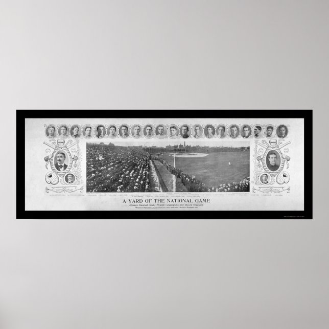 Póster Campeones de Béisbol de Chicago Cubs Foto 1907 (Frente)