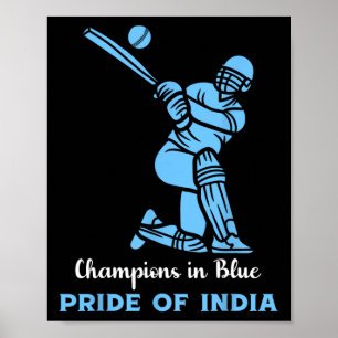 Póster Campeones en orgullo azul de la India Equipo de cr