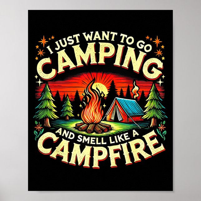 Póster Camper Funny Cute Camng Glamng Campfire Quote Camp (Frente)