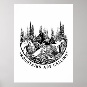 Póster Camper Gift Mountains Are Calling Birthday