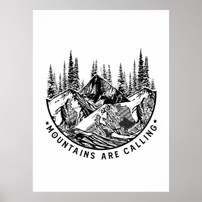 Póster Camper Gift | Mountains Are Calling Birthday (Frente)