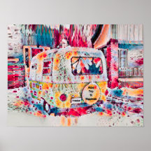 Camper Retro Hippie Viaje Por La Libertad De La Fe