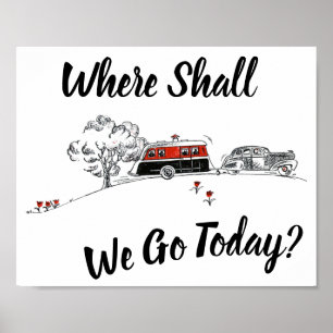 Póster Camper Retro Viaje Viejo Trailer Coche Wanderlust