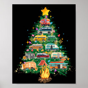 Póster Camper vehículos de árbol de Navidad Camping Rving