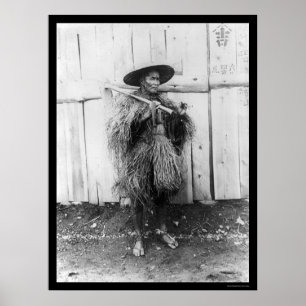 Póster Campesino japonés con el abrigo de paja 1885
