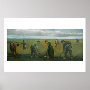 Póster Campesinos de Van Gogh o agricultores plantando pa