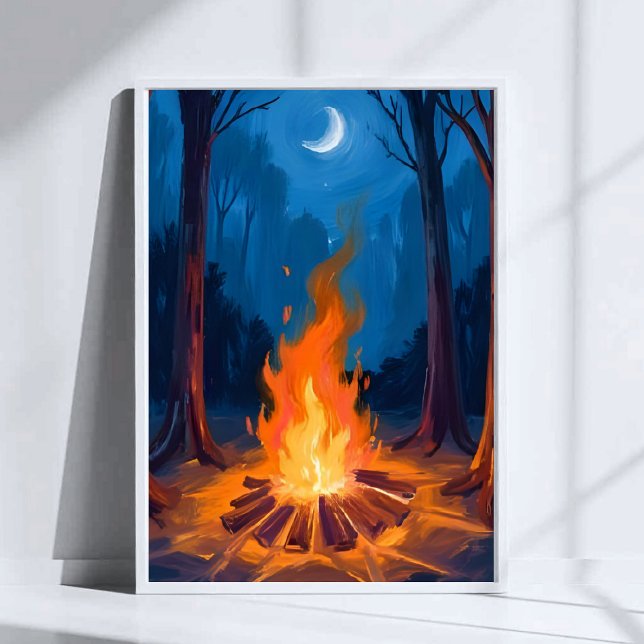 Póster Campfire Moon | Nature Watercolor Painting (Subido por el creador)