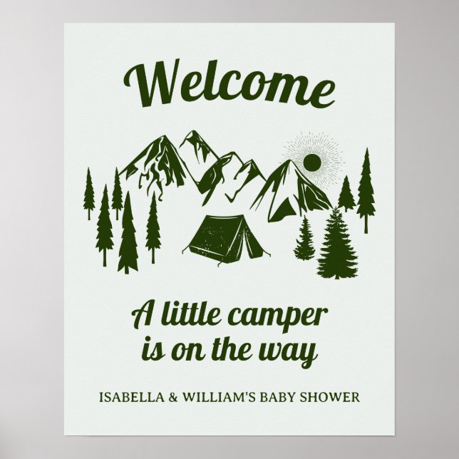Póster Camping Baby Shower Little Camper Forest (Frente)
