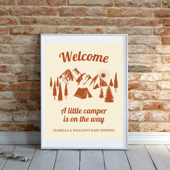 Póster Camping Baby Shower Little Camper Woodland (Camping Baby Shower Little Camper Woodland Poster)