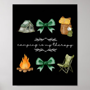 Póster Camping coqueta lazo camping es terapia verano