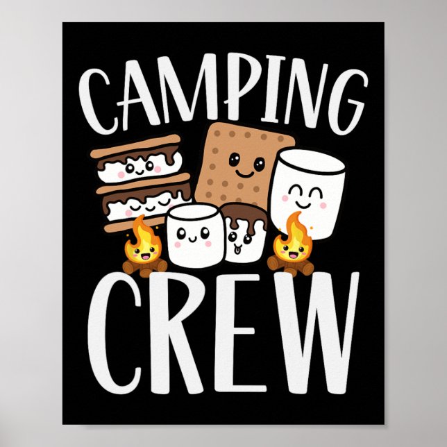 Póster Camping Crew Smore Campfire Group Squad Team Kids  (Frente)