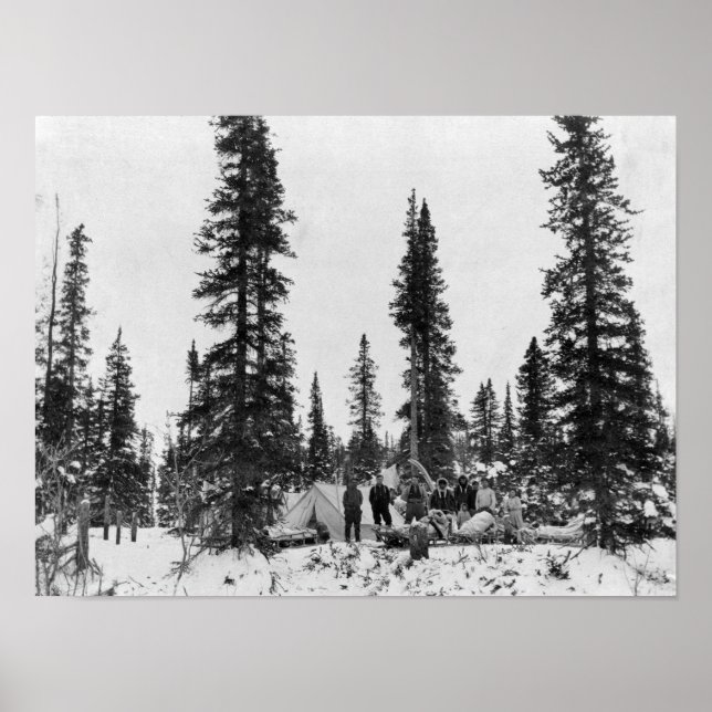 Póster Camping de nieve al norte del círculo ártico (Frente)