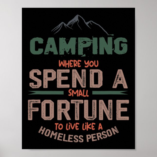 Póster Camping Donde Pasar Un Pequeño Campi De Rótulo De  (Frente)