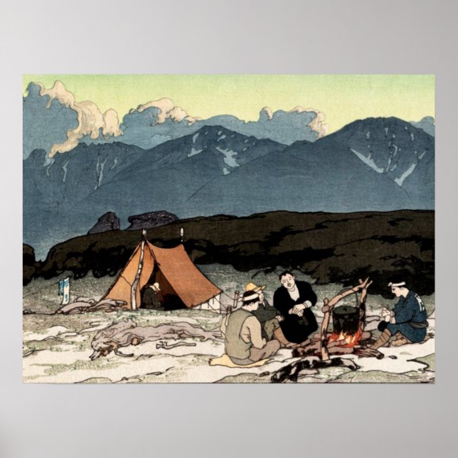 Póster Camping en los Alpes del Sur de Japón Yoshida Hiro (Frente)