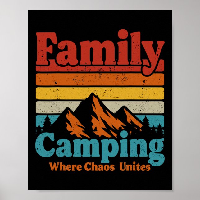 Póster Camping Family Camping Chaos une a feliz Camper C (Frente)