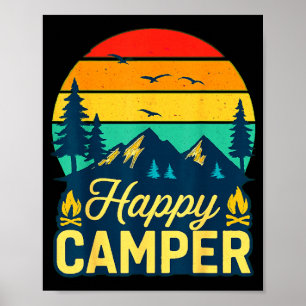 Póster Camping feliz aventura al aire libre vintage