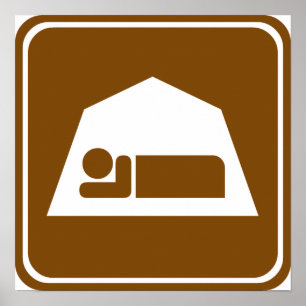 Póster Camping Highway Sign