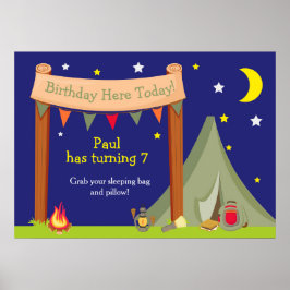 Póster Camping Khaki Green Birday