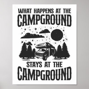 Póster Camping Lo Que Pasa En El Campamento Se Queda En