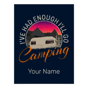 Póster Camping O Motohome Vintage Design Para Vacaciones