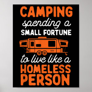 Póster Camping Pop Up Camper Rv Trailer Pequeña Fortuna