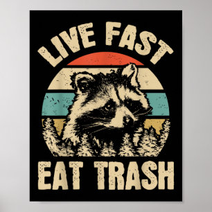 Póster Camping Raccoon O Senderismo Graciosos Y Rápidos E