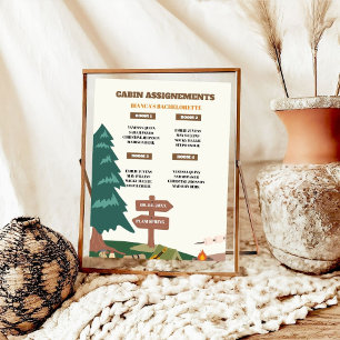 Póster Camping Rótulo de asignación de cabinas de la Bach
