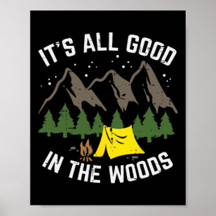 Póster Camping Todo Bien En Los Bosques Senderismo Camper