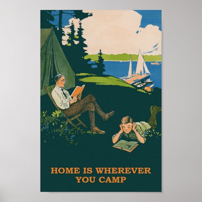 Póster Camping Unas fotos antiguas de época (Frente)