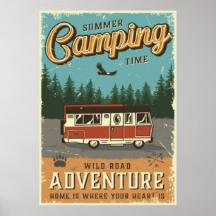 Póster Camping vintage