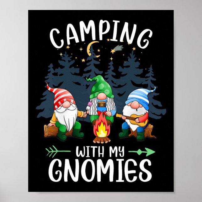 Póster Camping With My Gnomies Funny Gnome Camp Women Men (Frente)