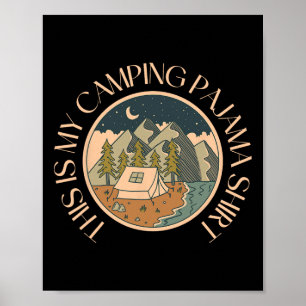 Póster Campista Divertido Feliz Senderismo Al Aire Libre