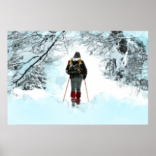 Póster Campo a través a través de las maderas Nevado