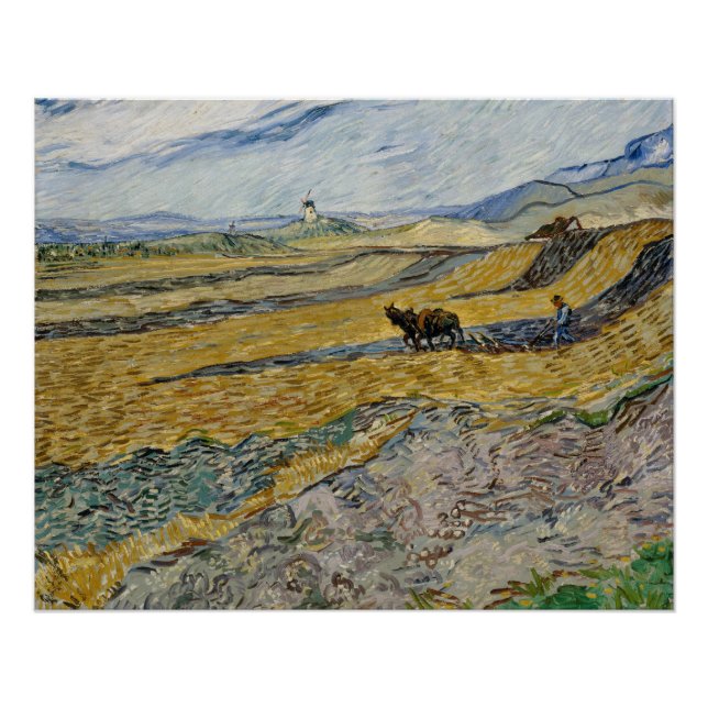 Póster Campo cerrado Van Gogh con brillo de flor (Anverso)