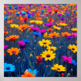 Póster Campo Colorido De Flores