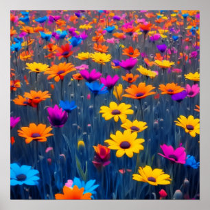 Póster Campo Colorido De Flores