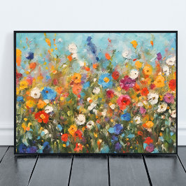 Póster Campo Colorido de Flores Silvestres sin marco