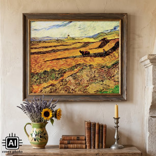 Póster Campo con Labrador y Molino por Vincent van Gogh