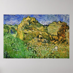 Póster Campo con montones de trigo por Vincent van Gogh