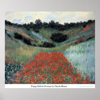 Póster Campo de amapola en Giverny por Claude Monet