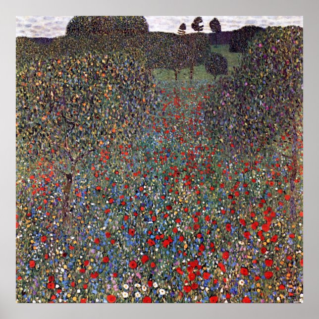 Póster Campo de amapolas, Gustav Klimt (Frente)