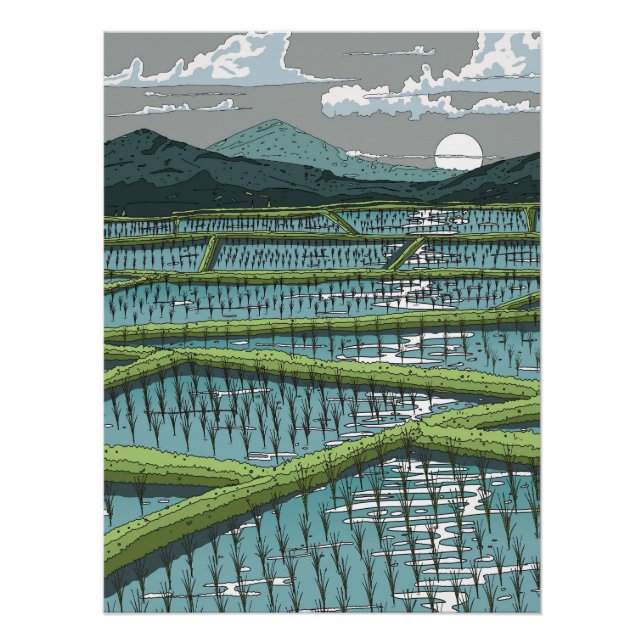 Póster Campo de Arroz Chino (Anverso)