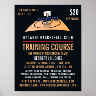 Póster Campo de baloncesto, curso de entrenamiento de bal