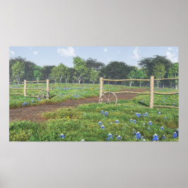 Póster Campo de Bluebonnets