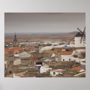 Póster Campo de Criptana, antique La Mancha windmills